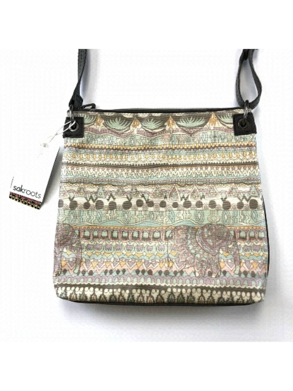 Sakroots NEW coated canvas elephant print cross body purse